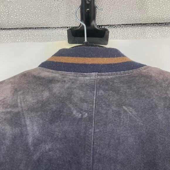 Round tree & York Vintage 90s Y2K Leather Bomber Varsity Black Brown Elbow Patch - Picture 11 of 14